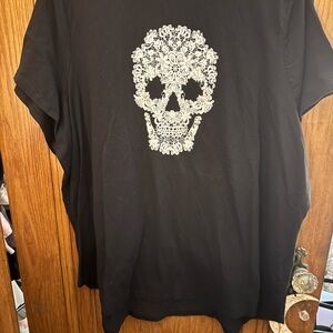 Lane Bryant Black Tee with White Skull Design